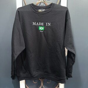 Black Crewneck Sweater with Embroidered Detail